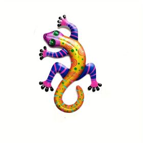 Metal Gecko Wall Decor, Plaques & Wall Art, 3D Lizard Colorful Wall Sculpture Decoration For Garden, Fence, Lawn, Farmhouse (Style: Yellow (1pc))