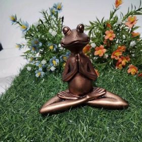 1pc Miniature Meditation Yoga Frog Resin Statue, For Desktop Living Room Bedroom Office Book Shelf Garden Outdoor Decoration, Home Decoration (Style: Muse)