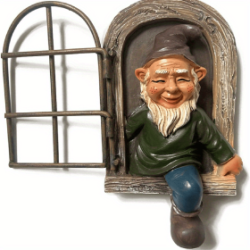 1pc Whimsical Gnomes Elf Out The Door Tree Statue, Decoration For Outdoor Yard Art (Style: Single Door)