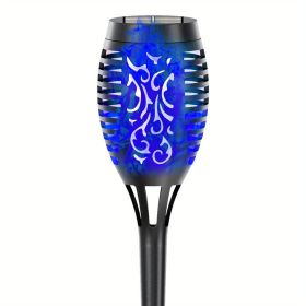 12LED Solar Torch Lights With Flickering Flame For Garden Decor, Mini IP65 Waterproof Landscape Flame Lights For Yard Pathway Patio Pool - Auto On/Off (Size: 1 pc, Color: Blu Ray)