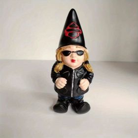 Gnome Statue, Biker Themed Garden Gnome, Fairy Garden Accessories, Decoration For Indoor Desktop Outdoor Lawn Yard Garden (Color: Halley Female)