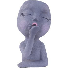 Flying Kiss Girl Planter, Tabletop Decoration; For Indoor Outdoor Garden & Home Decor, 1pc (Color: Grey)