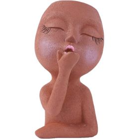 Resin Flying Kiss Girl Flower Pot; For Indoor Outdoor Garden Home Décor (Color: Brown)