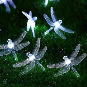Solar Dragonfly String Lights Waterproof 20 LEDs Dragonfly Fairy Lights Decorative Lighting For Indoor/Outdoor Home Garden Lawn Fence Patio Party, 1pc (Color: White)