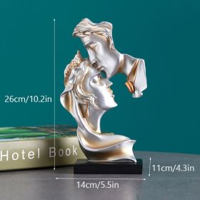 NORTHEUINS Resin Couple Mask Kissing Lover Figurines Creative Valentine's Day Present Desktop Art Statue Home Decor Objects, 26cm (Color: Silver)