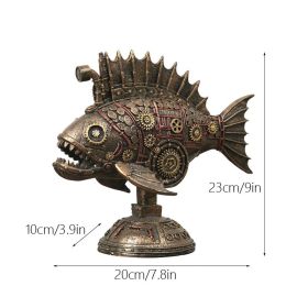 NORTHEUINS Resin Retro Steampunk Blackfish Figurines Black Whale Classic American Craft Home Living Room Office Decor Accessories (Color: Blackfish)