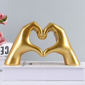 Nordic Heart Gesture Sculpture Resin Abstract Hand Love Statue Figurines Wedding Home Living Room Desktop Ornaments Room Decor (Color: Gold)