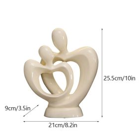 NORTHEUINS Ceramic Abstract Couple Statue European Figure Lover Figurines for Anniversary Collection Home Living Room Decoration (Design: A)