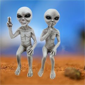 1pc, Outer Space Alien Resin Statue Alien Statue Garden Ornaments Miniatures Art Decor For Home Indoor Outdoor Ornaments Decorations (Style: Male)
