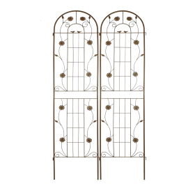 Metal Garden Trellis, Rustproof Trellis for Climbing Plants Outdoor Flower Support (Pack Size: 2 Pack, Size: 86" x 19.7", Color: Brown)