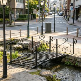 6' Metal Arch Garden Bridge with Safety Side Rails for Backyard Creek Stream Pond Decorative Arc Footbridge (Color: Bronze)