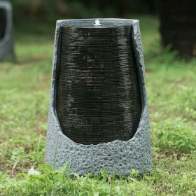 indoor outdoor Polyresin Water Fountain, Unique Broken Urn Fountain, Chic Dynamic Modern Design with Light for Garden, Lawn, Backyard (Size: 17"x 17"x 26")