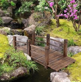 Wooden Garden Arc Footbridge with Railings for your Backyard, Stained Wood (Finish: Stained)