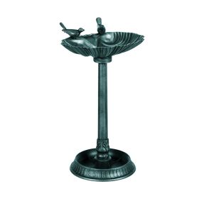 Outdoor Bird Bath Feeder with Flower Planter Base (Color: Green)