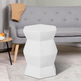 Drum Stool Ceramic Side Table Hollow White Cutwork Traditional Garden Stool Hollow Outdoor Side Table (Size: 16.75 in.)