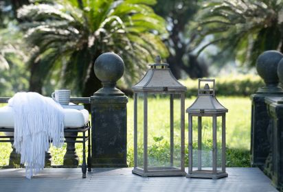 Wooden Candle Lantern Decorative, Hurricane Lantern Holder Decor for Indoor Outdoor, Home Garden Wedding (Style: A)