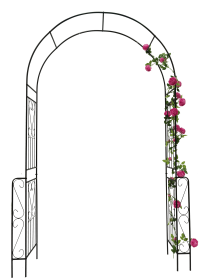 Metal Outdoor Garden Arch, Arbor, Trellis for Climbing Plant Support (Color: Black)