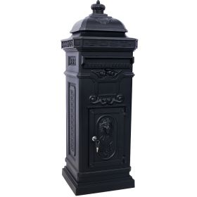 Mailboxes Residential The Court Large-Capacity Letter Box, Garden Floor Safety Mailbox, Outdoor Rainproof Postbox Statue (Color: Black)