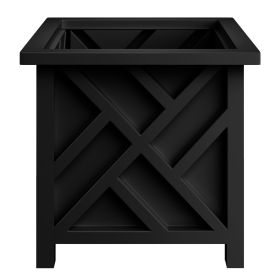 Outdoor Planter Box - 15.5-Inch Plant Pot (Color: Black)
