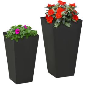 Set 2 Outdoor Planter with Drainage Entryway, Patio, Yard, and Garden (Color: Black)
