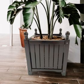 Wooden Outdoor Square Pot for Garden, Outside Plant and Vegetable Container (Color: Black)