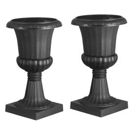 Plastic Urn Planter For Indoors Or Outdoors, Perfect For  Garden Or Patio Décor. (Size: 15.8 x 26.4 inches, Color: Black)