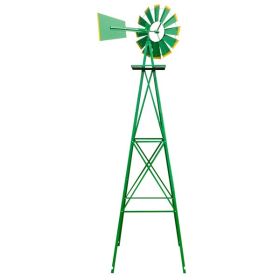 Weather Resistant Yard Garden Windmill, 8FT (Color: Green)