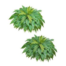 Set Of 2 Artificial Boston Fern Bush Plants With Silk And LDPE Faux Greenery For Indoor Or Outdoor Home, Porch, Garden, Or Office Décor. (Diameter: 48 inch)
