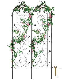 Rustproof Metal Garden Trellis For Climbing Roses, Cucumbers, Clematis, And Vines, Adding Decorative Support To Courtyards And Lawns. (Count: 2 Pack, Size: 60 x 15 in)