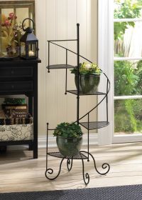 Modern Spiral Plant Stand Showcase - Stylish Indoor Plant Display Stand (Color: Black)