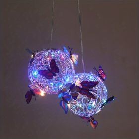 1pc Butterflies On Hanging Ball Solar Lamp (Style: Four Colors)