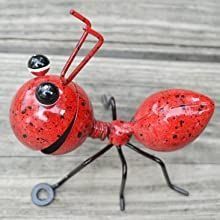 Metal Ant Shaped Figurine Garden Yard Patio Decorations (Color: Red)